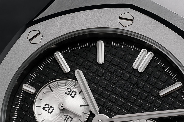 Octagonal bezel close-up