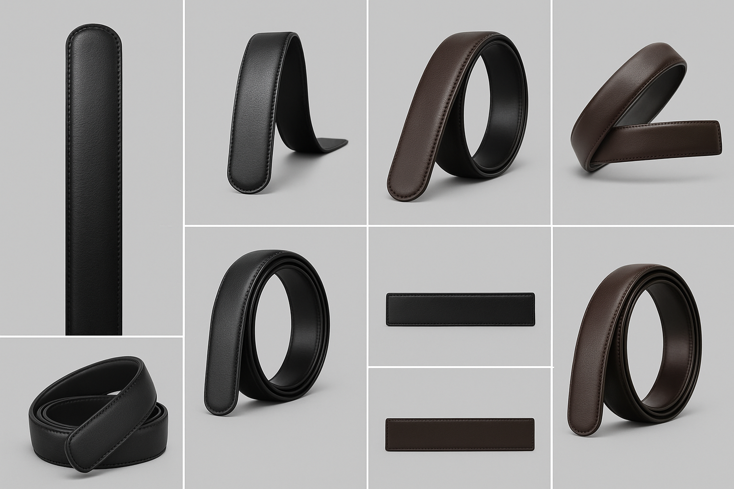 Professional 360-degree product view of no-buckle designer men&