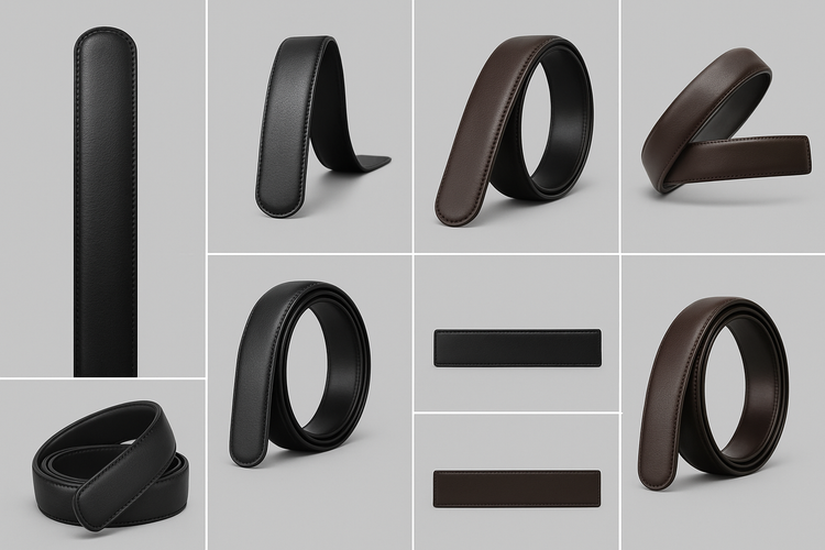 Professional 360-degree product view of no-buckle designer men&
