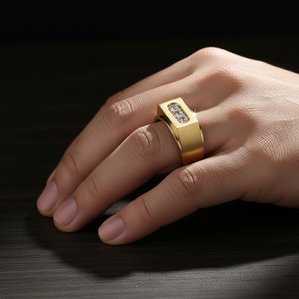Ring worn on hand - dramatic lighting
