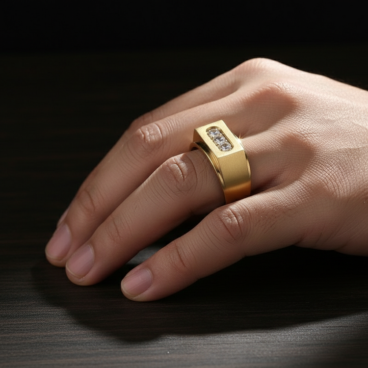 Ring worn on hand - dramatic lighting