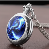 Side close-up silver dragon watch