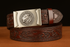 Silver Ratchet Buckle with Red-Brown Leather
