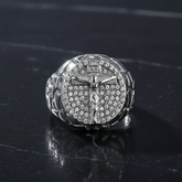Silver ring top-down view