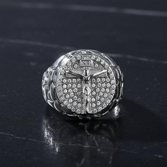 Silver ring top-down view