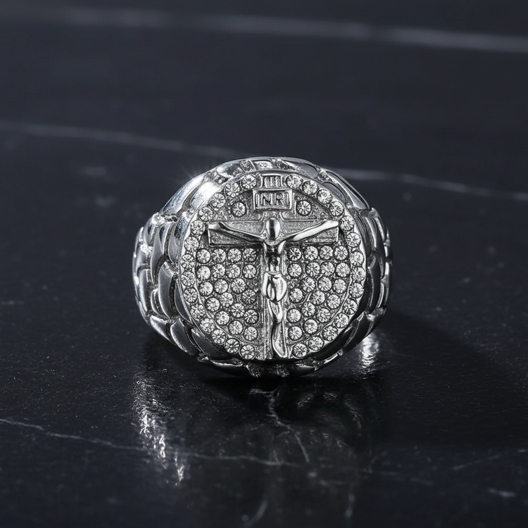 Silver ring top-down view