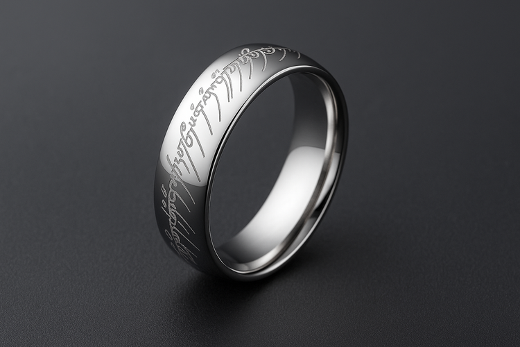 Silver ring with moderate dark background