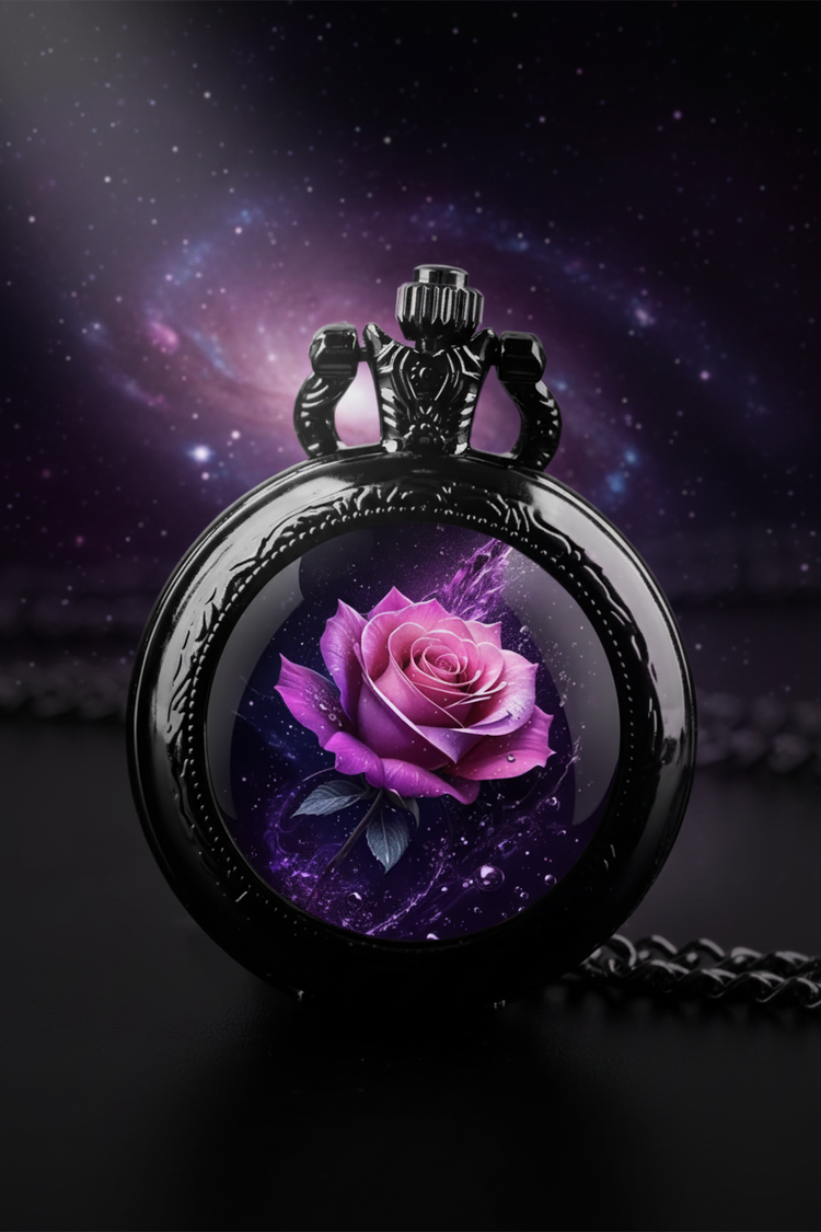 Suspended pink cosmic rose watch