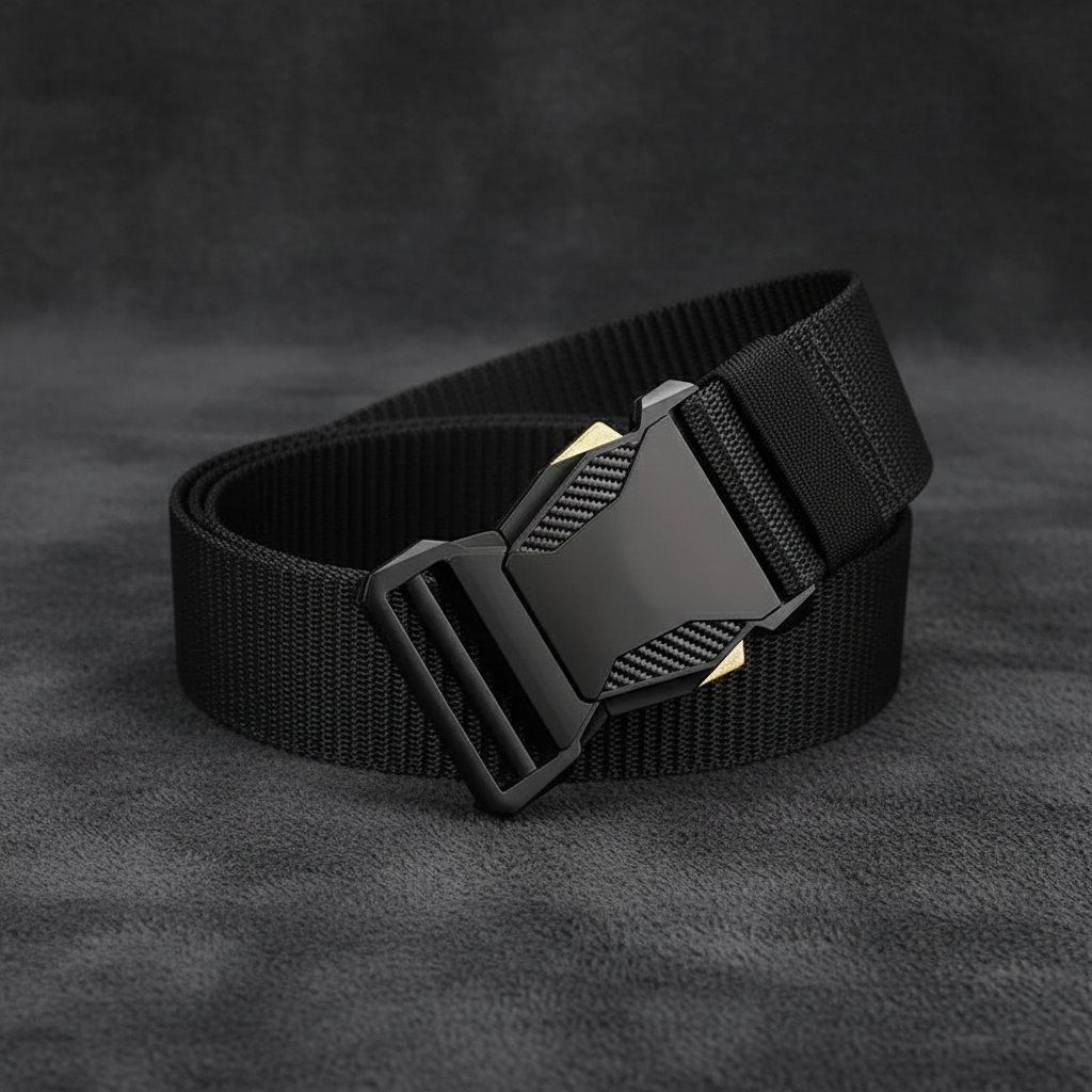 Tactical belt on charcoal fabric
