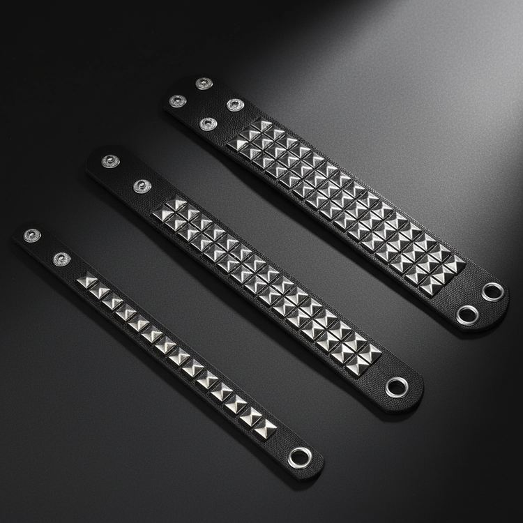 Three bracelets on dark background