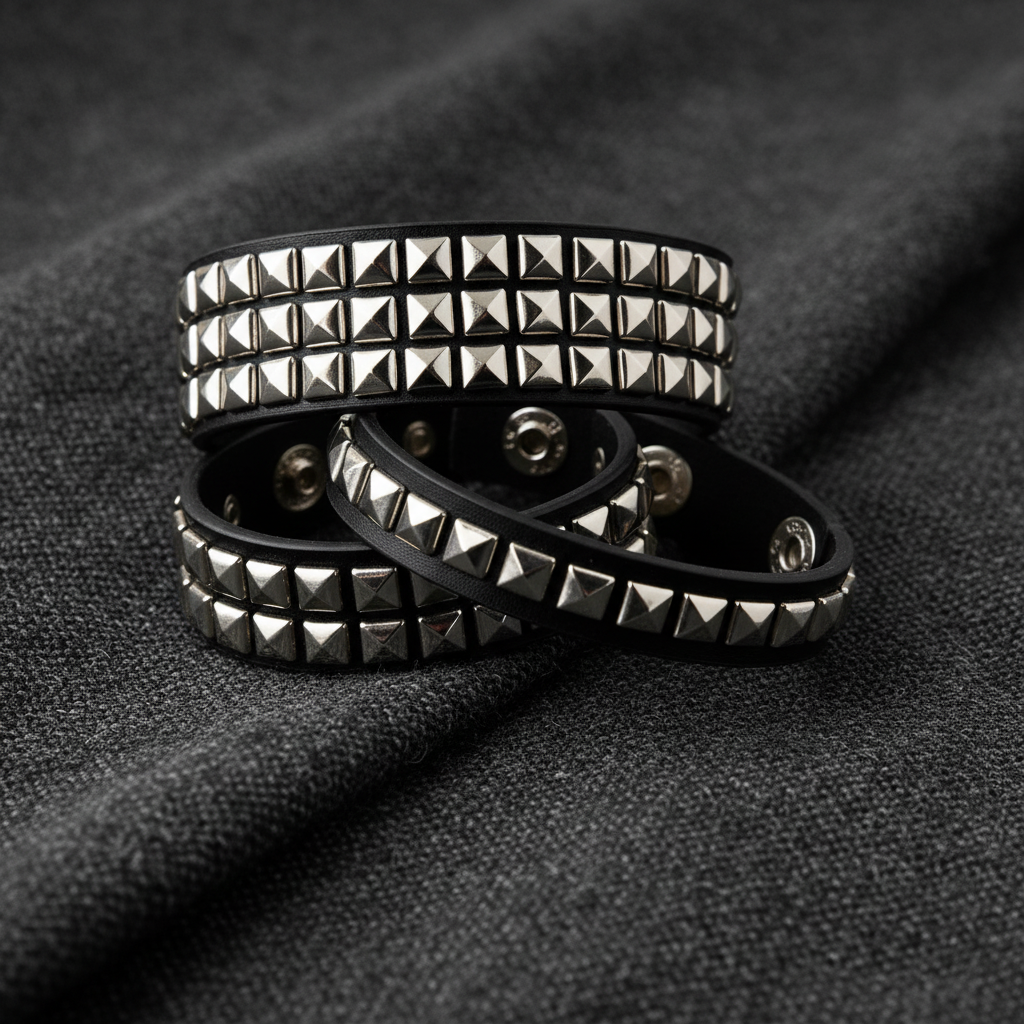 Various bracelet sizes on charcoal fabric