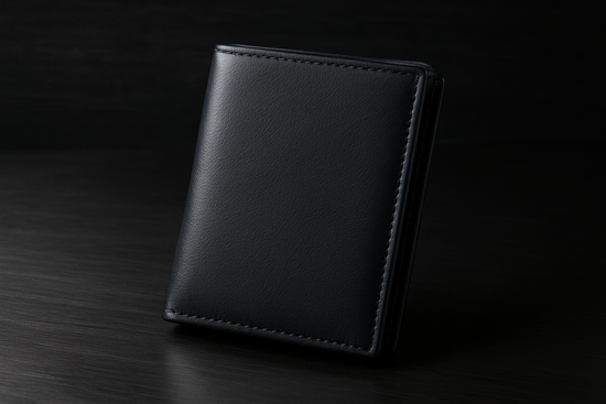 Wallet on brushed metal